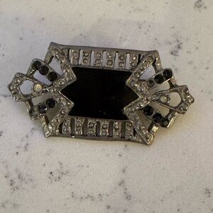 Vintage Silver and Black Brooch